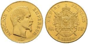 100 Франк Second French Empire (1852-1870) Золото Наполеон ІІІ Бонапарт (1808-1873)