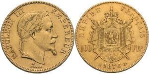 100 Франк Second French Empire (1852-1870) Золото Наполеон ІІІ Бонапарт (1808-1873)