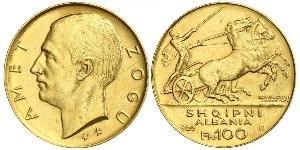 100 Франк Албанська республіка (1925-1928) Золото Zog I, Skanderbeg III of Albania