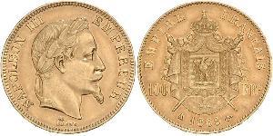 100 Франк Вторая французская империя (1852-1870) Золото Наполеон III Бонапарт (1808-1873)