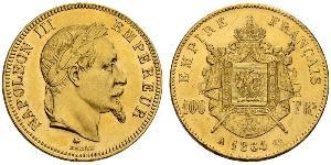100 Франк Вторая французская империя (1852-1870) Золото Наполеон III Бонапарт (1808-1873)