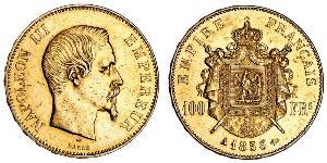 100 Франк Вторая французская империя (1852-1870) Золото Наполеон III Бонапарт (1808-1873)