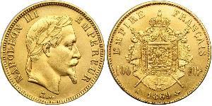 100 Франк Вторая французская империя (1852-1870) Золото Наполеон III Бонапарт (1808-1873)