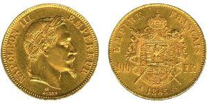 100 Франк Вторая французская империя (1852-1870) Золото Наполеон III Бонапарт (1808-1873)