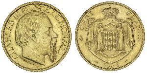 100 Франк Монако (1297 - ) Золото Карл III князь Монако (1818-1889)