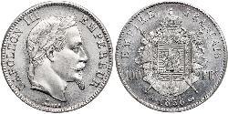 100 Франк Second French Empire (1852-1870) Платина Наполеон ІІІ Бонапарт (1808-1873)
