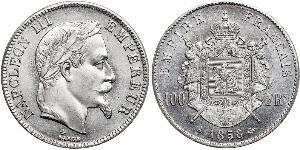 100 Франк Second French Empire (1852-1870) Платина Наполеон ІІІ Бонапарт (1808-1873)