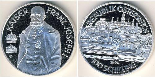 100 Шиллинг Австрийская Республика(1955 - ) Серебро 
