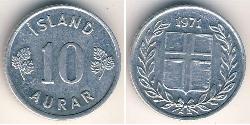 10 Aurar Islande (1944 - ) Aluminium 