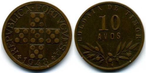 10 Avo Portugal / Osttimor (1702 - 1975) Bronze 
