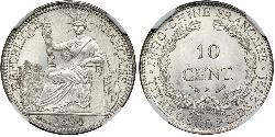 10 Cent Indochine française (1887-1954) Argent 