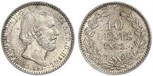 10 Cent Royaume des Pays-Bas (1815 - ) Argent Guillaume III (roi des Pays-Bas)