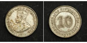 10 Cent Établissements des détroits (1826 - 1946) Argent George V (1865-1936)
