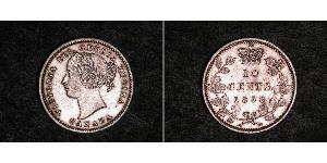10 Cent Canada Argento Vittoria (1819 - 1901)