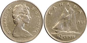 10 Cent Canada Argento Elisabetta II (1926-2022)