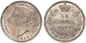 10 Cent Canada Argento Vittoria (1819 - 1901)