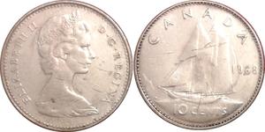 10 Cent Canada Argento Elisabetta II (1926-2022)