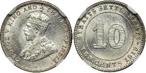 10 Cent Insediamenti dello Stretto (1826 - 1946) Argento Giorgio V (1865-1936)