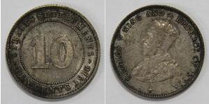 10 Cent Insediamenti dello Stretto (1826 - 1946) Argento Giorgio V (1865-1936)