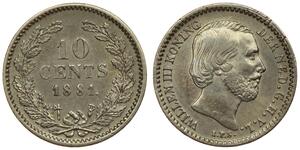 10 Cent Regno dei Paesi Bassi (1815 - ) Argento Guglielmo III dei Paesi Bassi