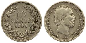 10 Cent Regno dei Paesi Bassi (1815 - ) Argento Guglielmo III dei Paesi Bassi