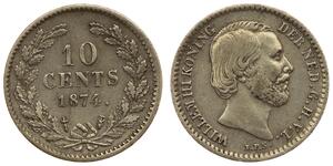10 Cent Regno dei Paesi Bassi (1815 - ) Argento Guglielmo III dei Paesi Bassi