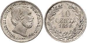 10 Cent Regno dei Paesi Bassi (1815 - ) Argento Guglielmo III dei Paesi Bassi
