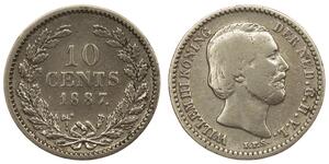 10 Cent Regno dei Paesi Bassi (1815 - ) Argento Guglielmo III dei Paesi Bassi