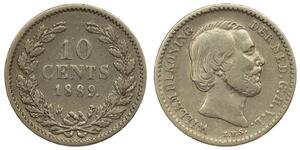 10 Cent Regno dei Paesi Bassi (1815 - ) Argento Guglielmo III dei Paesi Bassi