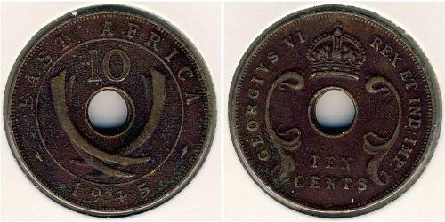 10 Cent Africa orientale Bronzo Giorgio VI (1895-1952)
