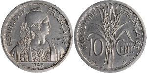 10 Cent Indochina francesa (1887-1954) Níquel/Aluminio 