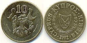 10 Cent Chipre (1960 - ) Níquel/Latón 