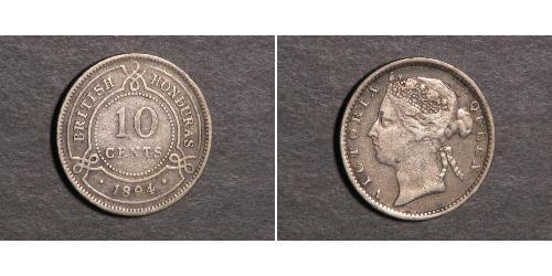 10 Cent British Honduras (1862-1981) Plata Victoria (1819 - 1901)