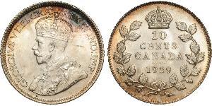 10 Cent Canadá Plata Jorge V (1865-1936)