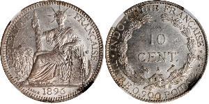 10 Cent Indochina francesa (1887-1954) Plata 