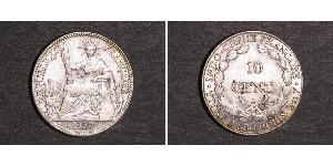 10 Cent Indochina francesa (1887-1954) Plata 
