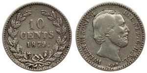 10 Cent Reino de los Países Bajos (1815 - ) Plata Guillermo III de los Países Bajos