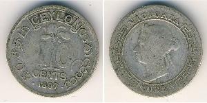 10 Cent Sri Lanka (1948 - ) Plata Victoria (1819 - 1901)