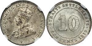 10 Cent Straits Settlements (1826 - 1946) Plata Jorge V (1865-1936)