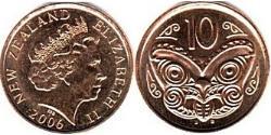 10 Cent Nuova Zelanda Rame/Acciaio 