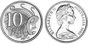 10 Cent Australia (1939 - ) Rame/Nichel Elisabetta II (1926-2022)