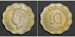 10 Cent Mauritius (1968 - ) Rame/Nichel Giorgio VI (1895-1952)
