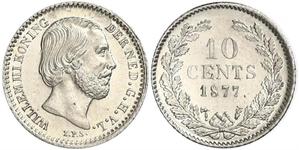 10 Cent Königreich der Niederlande (1815 - ) Silber Wilhelm III. (Niederlande)