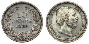 10 Cent Königreich der Niederlande (1815 - ) Silber Wilhelm III. (Niederlande)