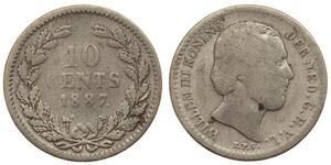 10 Cent Königreich der Niederlande (1815 - ) Silber Wilhelm III. (Niederlande)