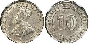 10 Cent Straits Settlements (1826 - 1946) Silber George V (1865-1936)