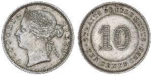 10 Cent Straits Settlements (1826 - 1946) Silber Victoria (1819 - 1901)