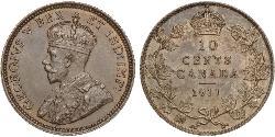 10 Cent Canada Silver George V of the United Kingdom (1865-1936)