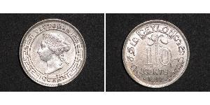 10 Cent Sri Lanka/Ceylon (1948 - ) Silver Victoria (1819 - 1901)