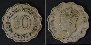 10 Cent Mauricio (1968 - )  Jorge VI (1895-1952)